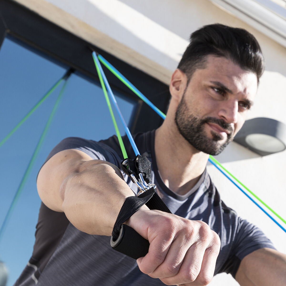 Set of Resistance Bands with Accessories and Exercise Guide Tribainer InnovaGoods 3 Units - Image 7