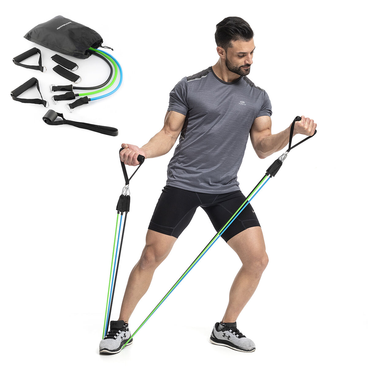 Set of Resistance Bands with Accessories and Exercise Guide Tribainer InnovaGoods 3 Units - Image 6